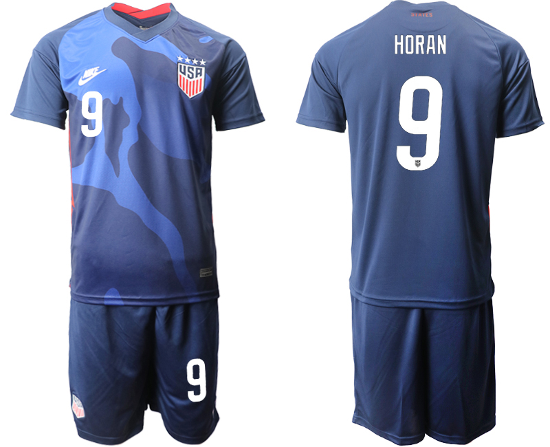 Men 2020-2021 Season National team United States away blue #9 Soccer Jersey->customized soccer jersey->Custom Jersey